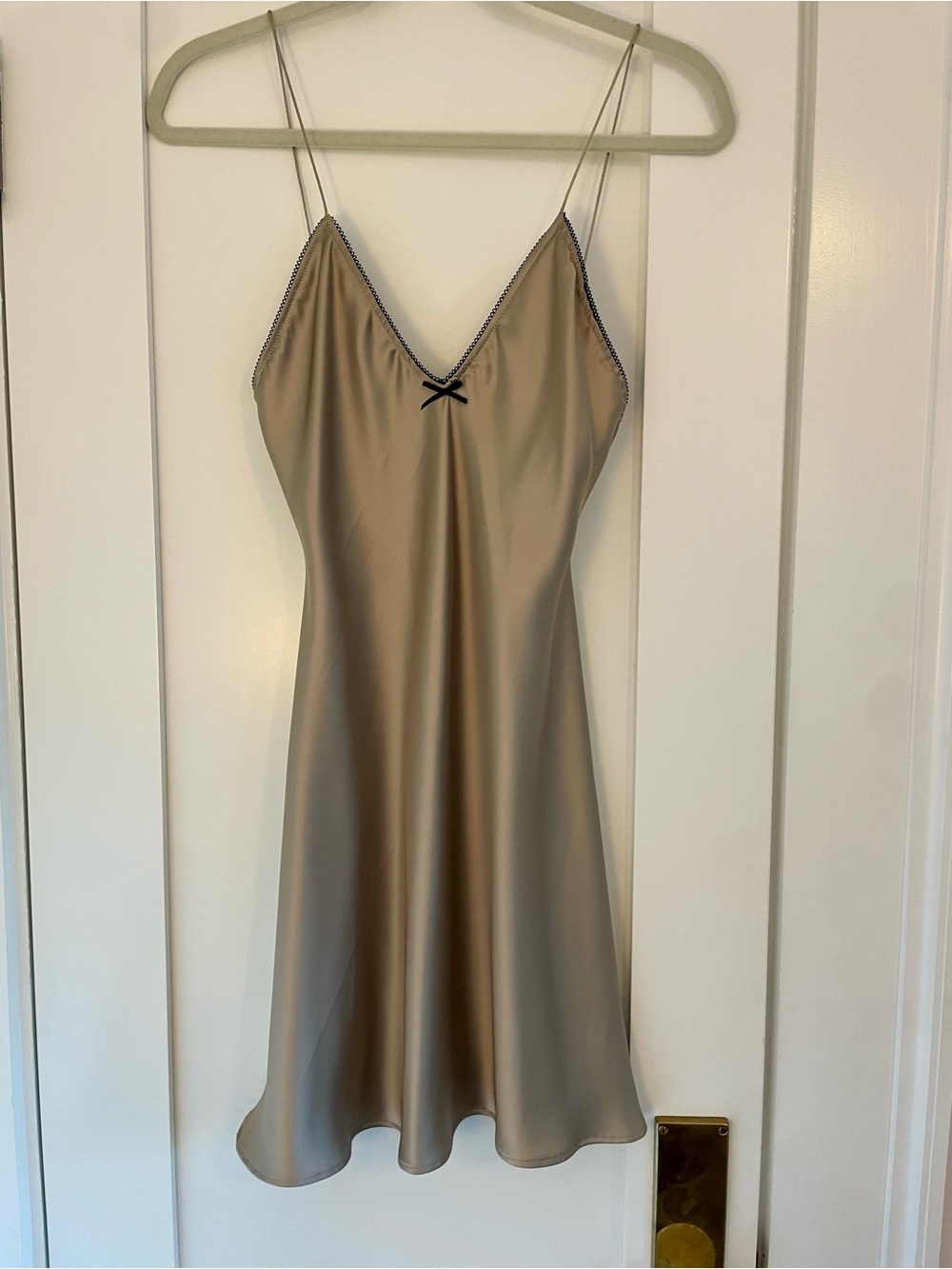 Zara Y2K Satin Slip Dress with Black Trim Bow Size S